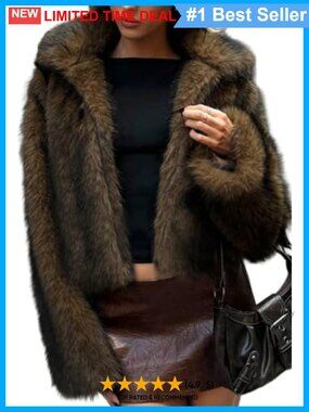 Two-Tone Faux Fur Coat Fluffy Lapel Collar Women's Winter Jacket